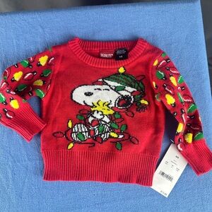 Newborn Snoopy Christmas Lights Sweater
